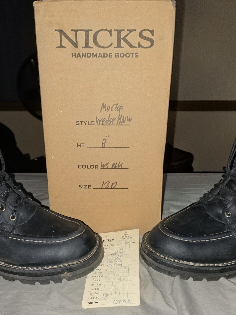 Nicks Handmade Boots Men's Black Mic-Toe Work Boots